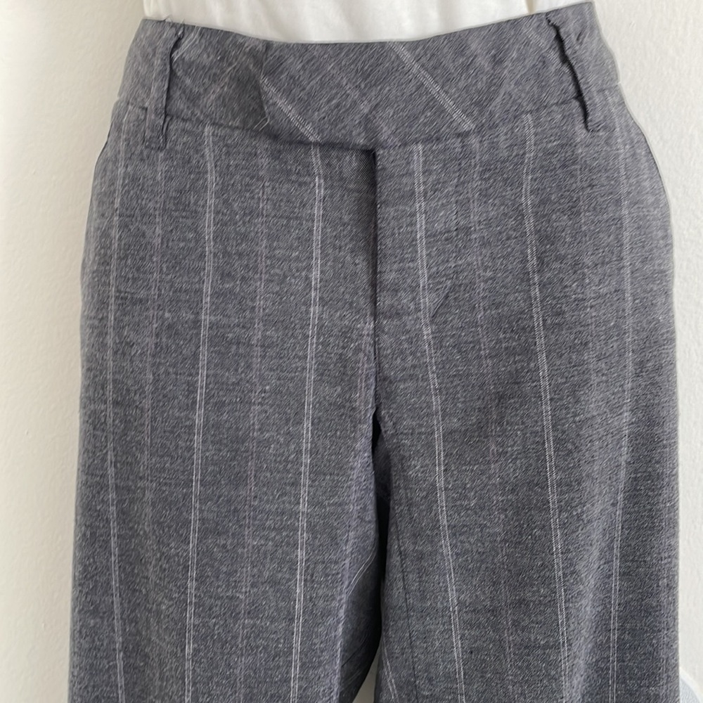 Volcom: Grey with white/pink pinstripes. Size 3